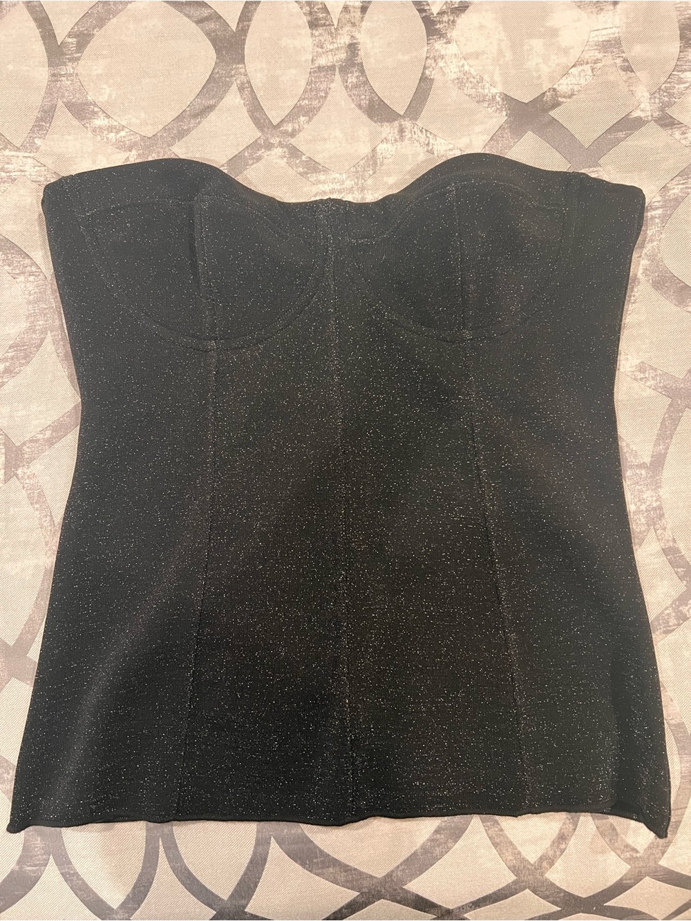 Zara Black Sparkle Strapless Bustier Top